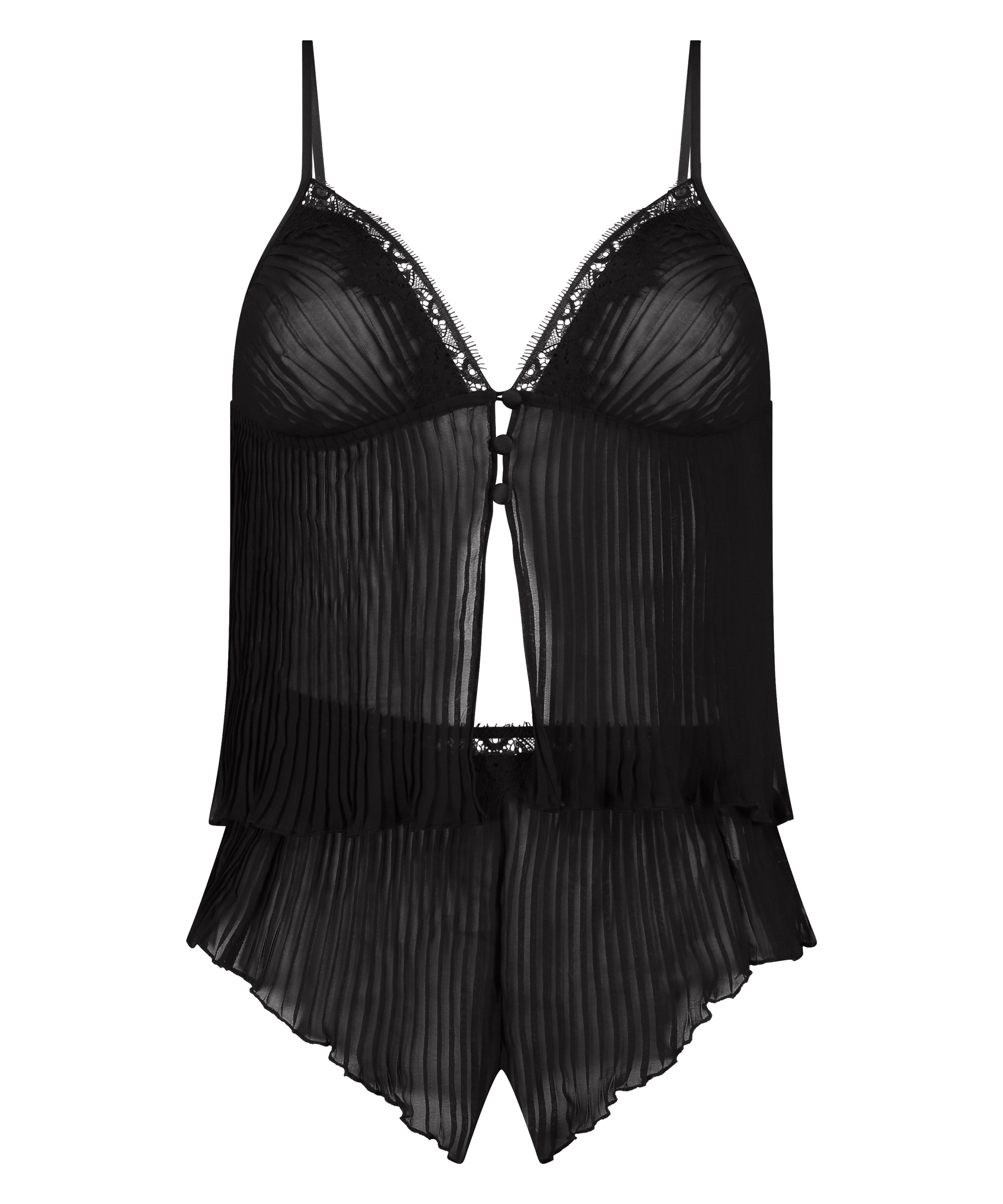 Ensemble Cami Mousseline Plissé, Noir, main