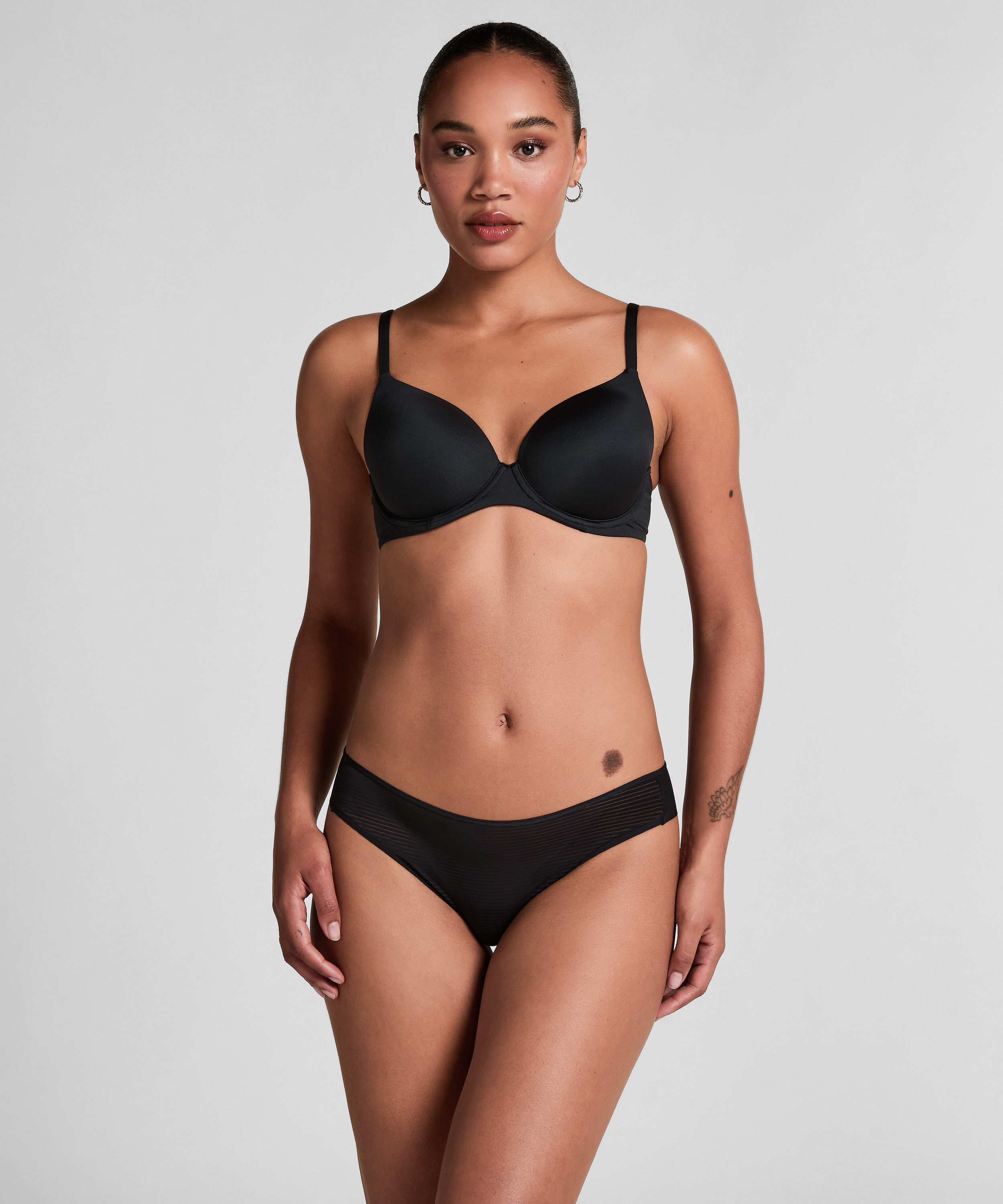 Slip br&eacute;silien invisible Stripe mesh, Noir, main