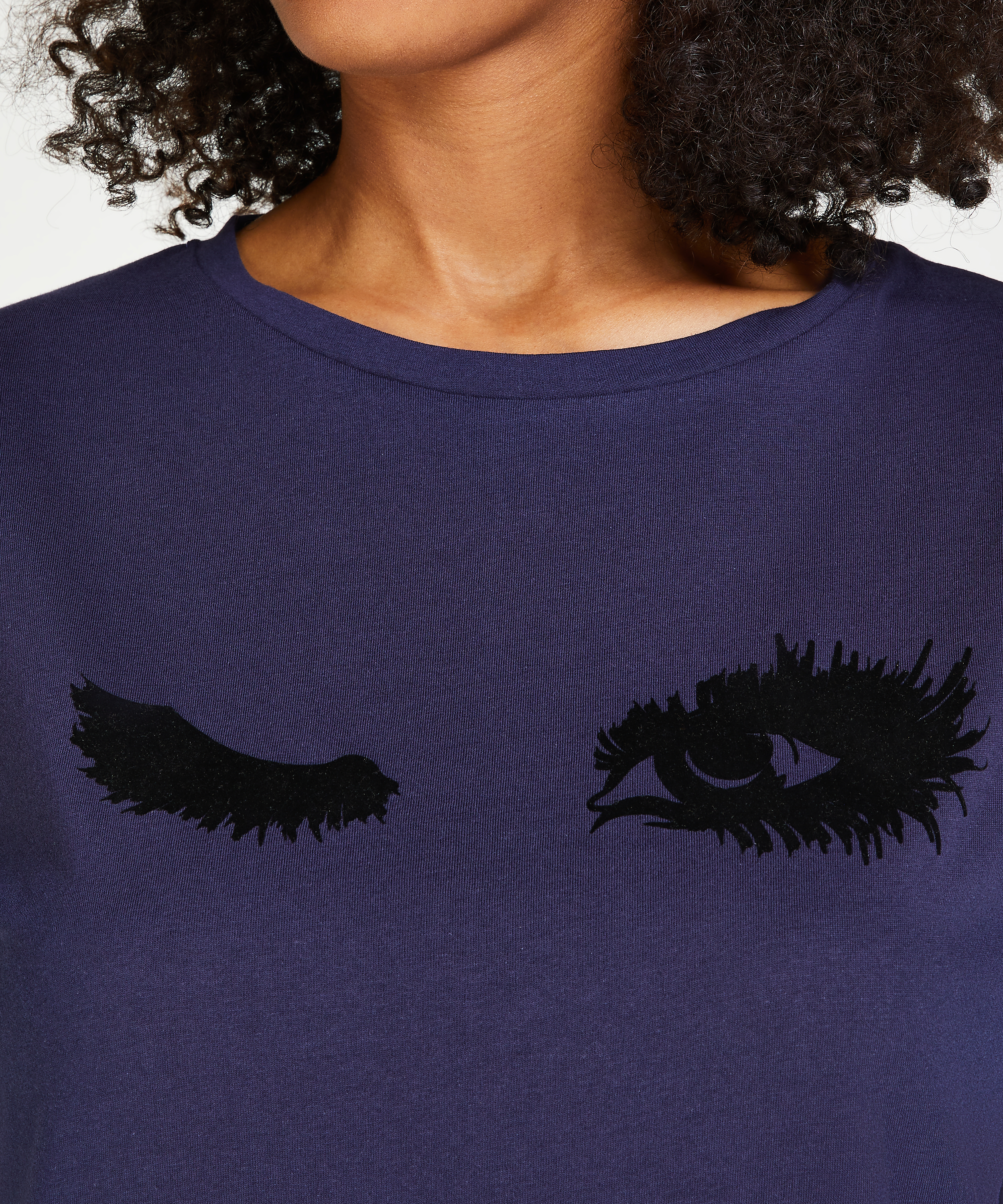 Nachthemd Ronde hals, Blauw, main