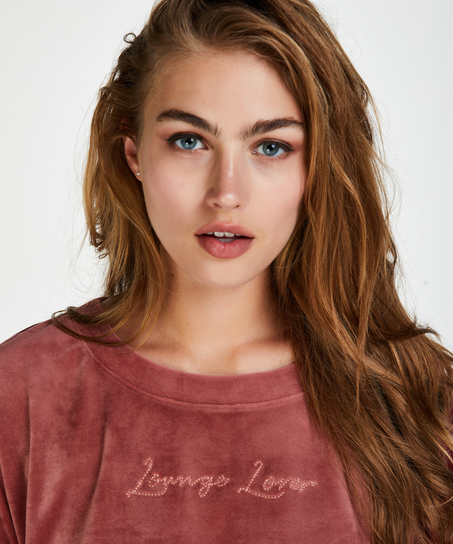 Haut velours manches longues, Rose