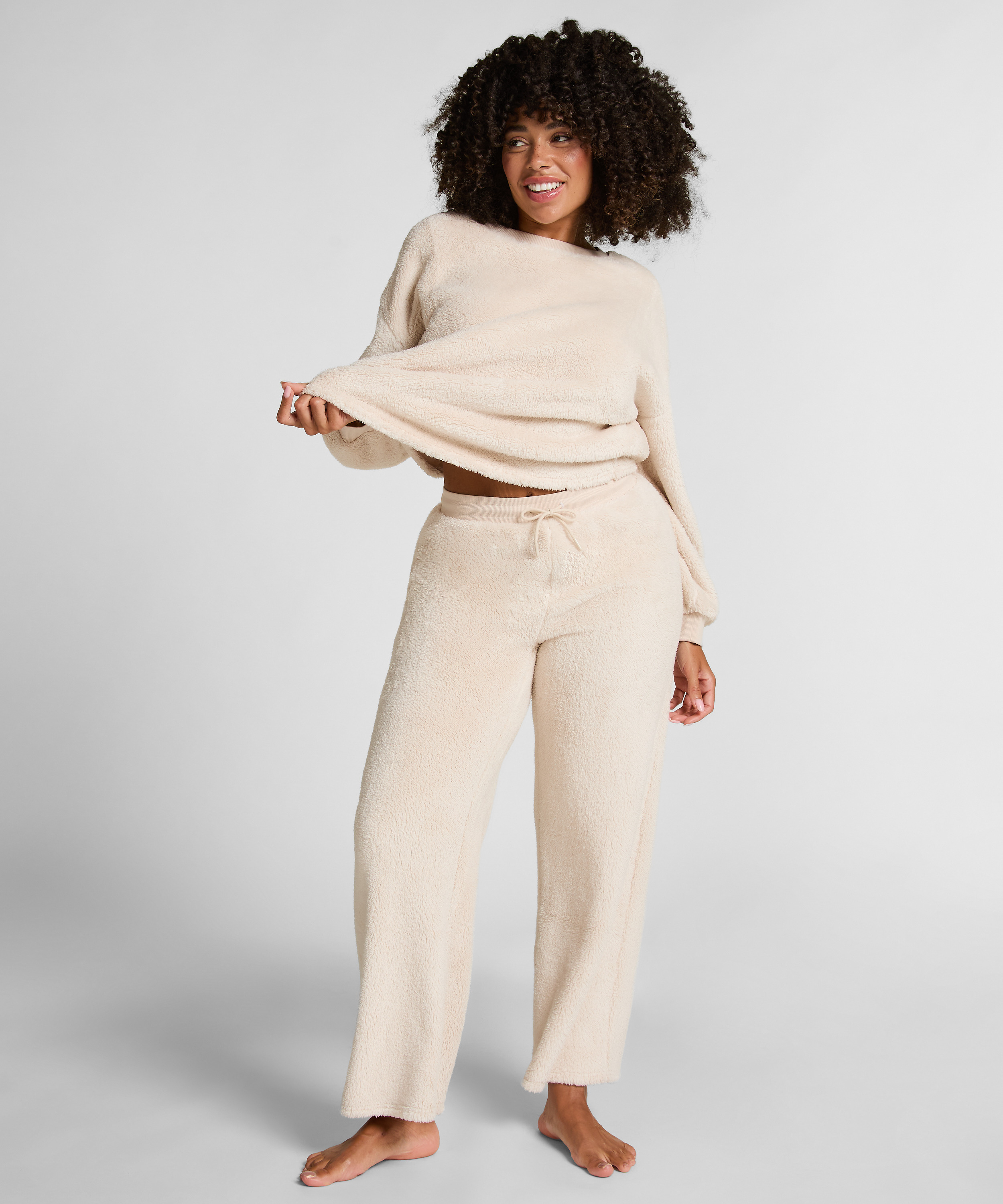 Pantalon Fluffy Fleece, Beige, main
