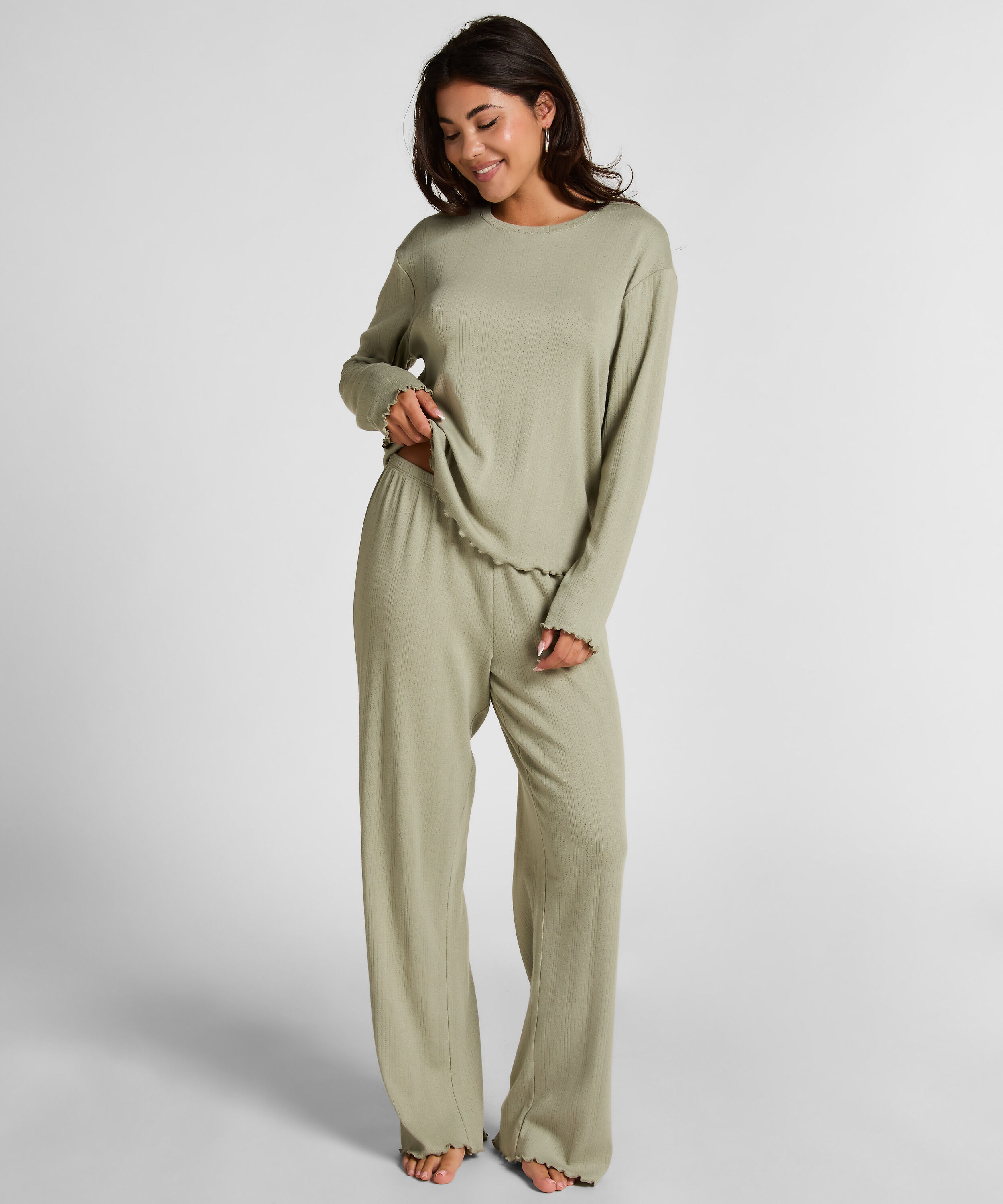 Pyjama Pant Loose Pointelle, Vert