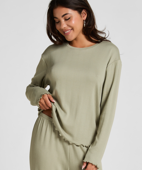 Pyjama Top Loose Pointelle, Vert