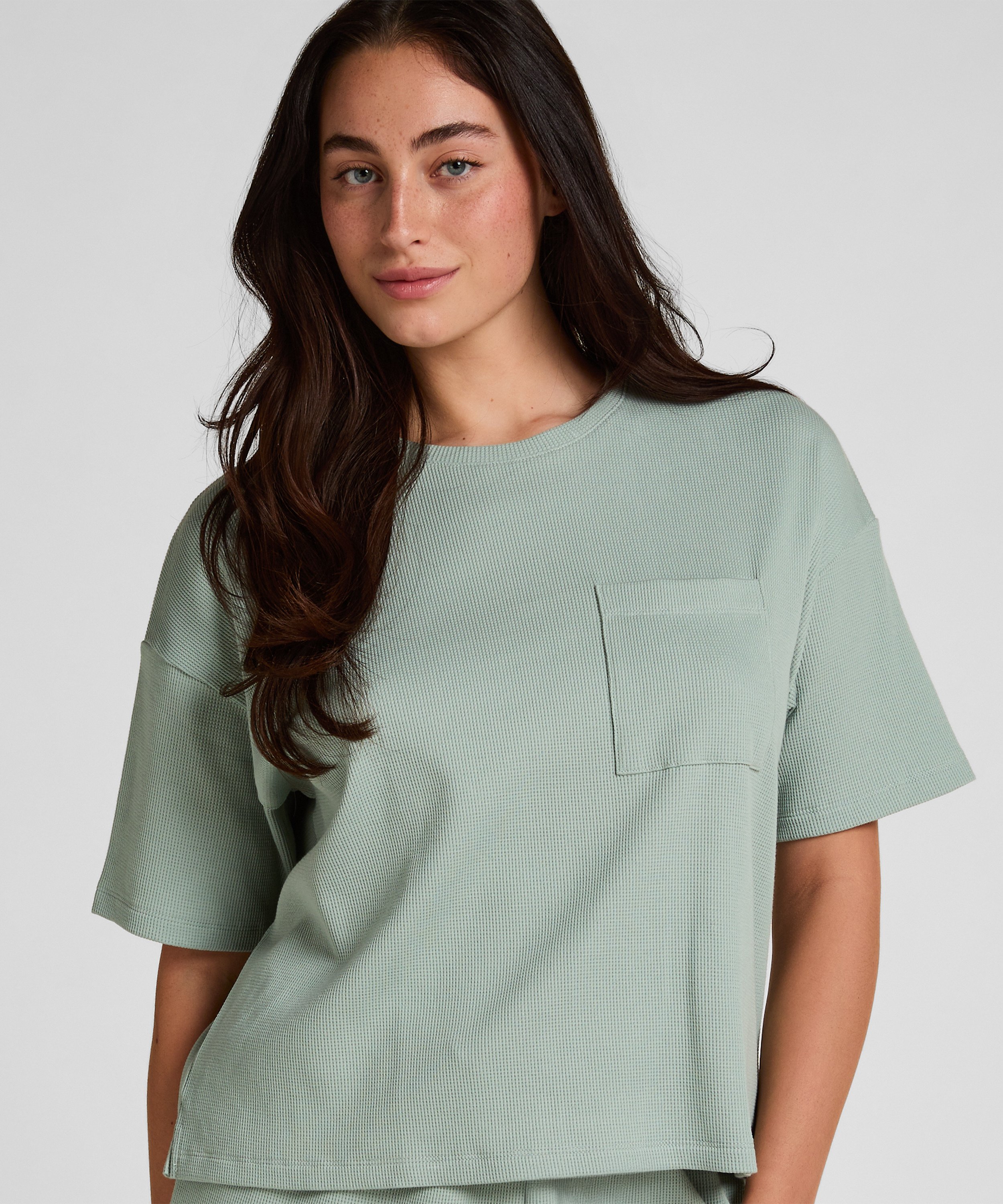Pyjama Top Waffle, Groen, main