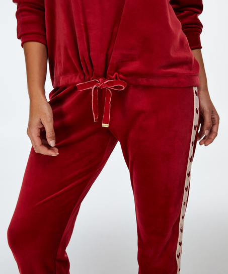 Haut en velours avec des coeurs, Rouge