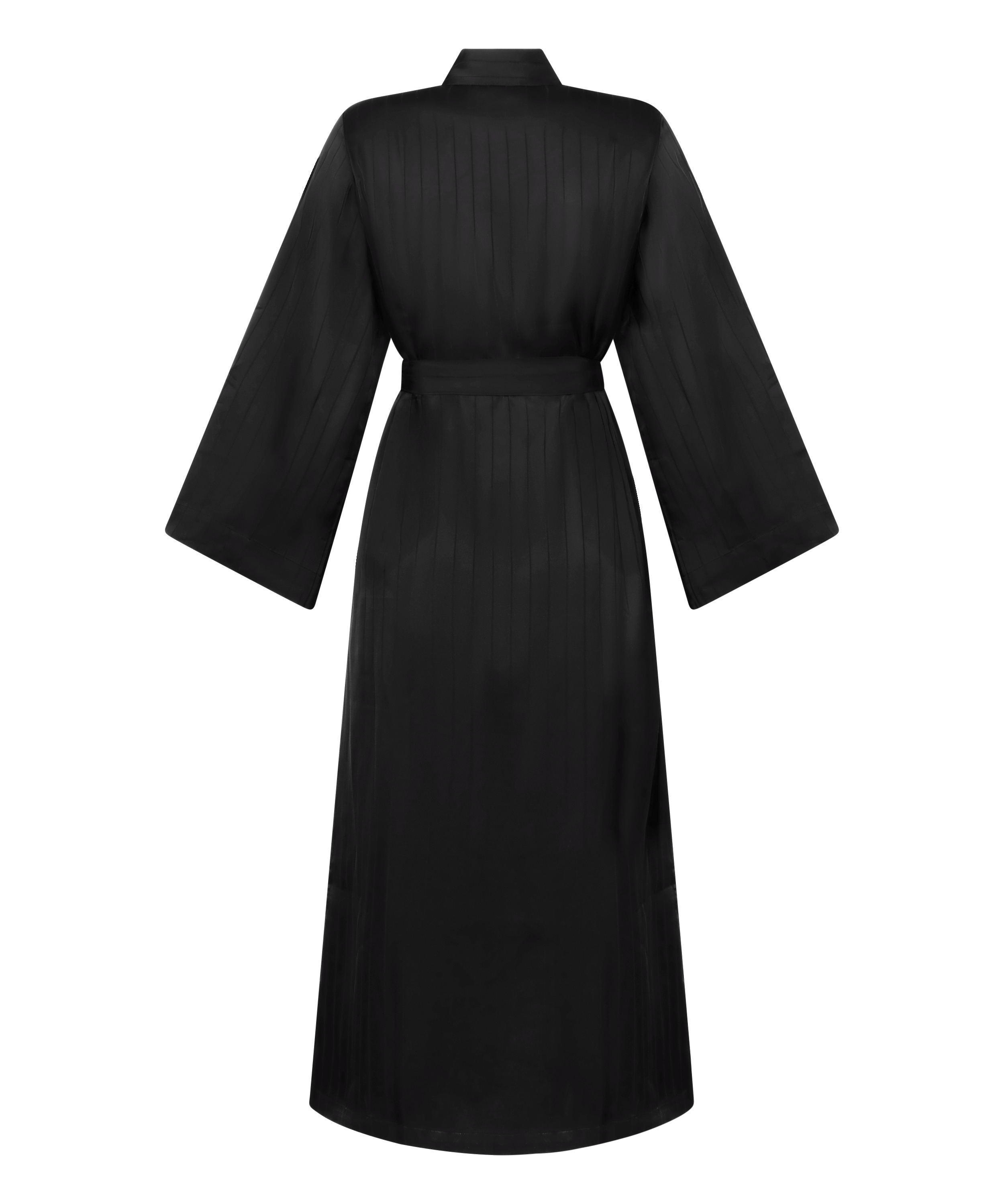 Satijnen kimono met krijtstreep, Zwart, main