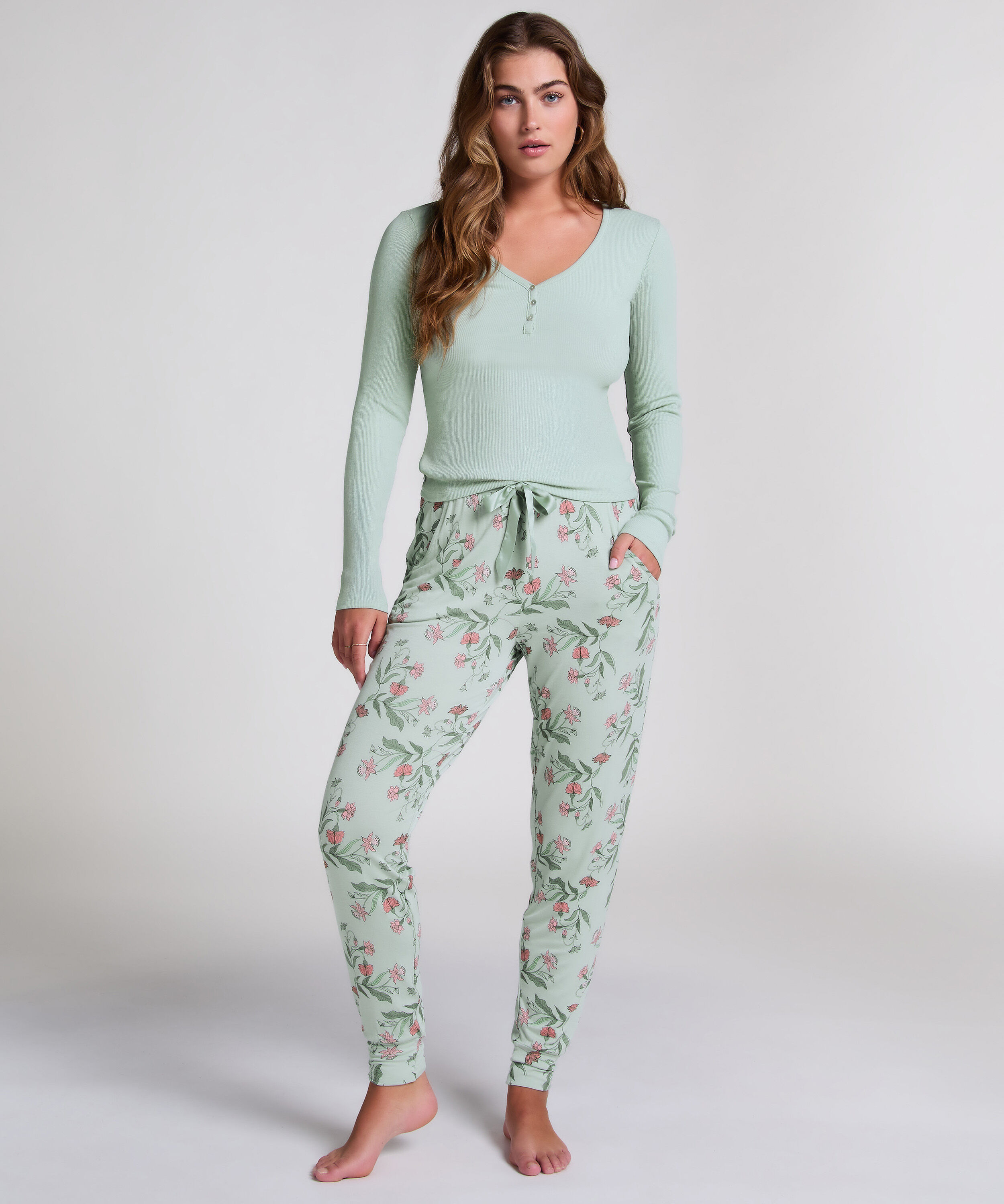 Pyjamatop lange mouwen, Groen