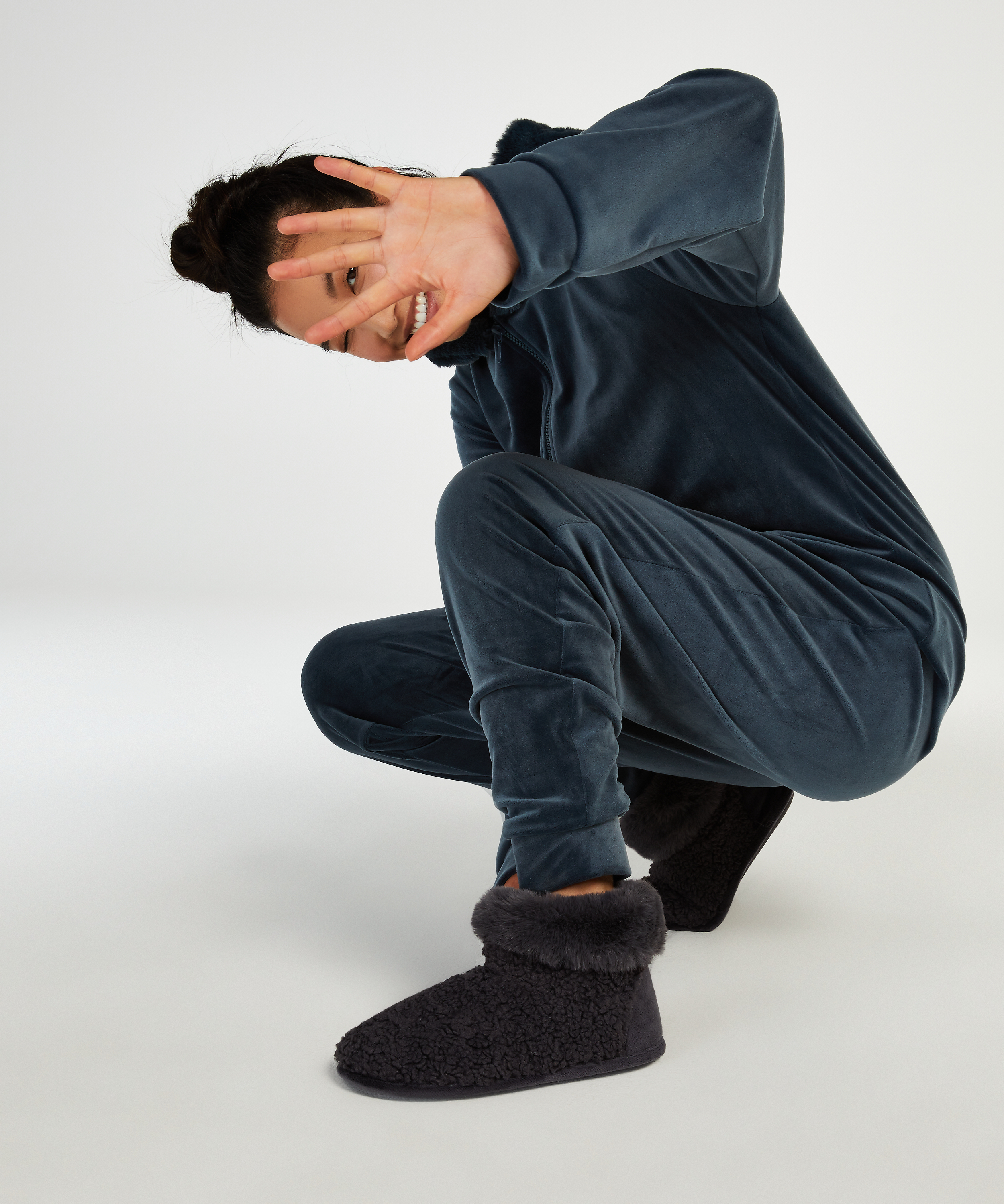 Sloffen Teddy, Grijs, main