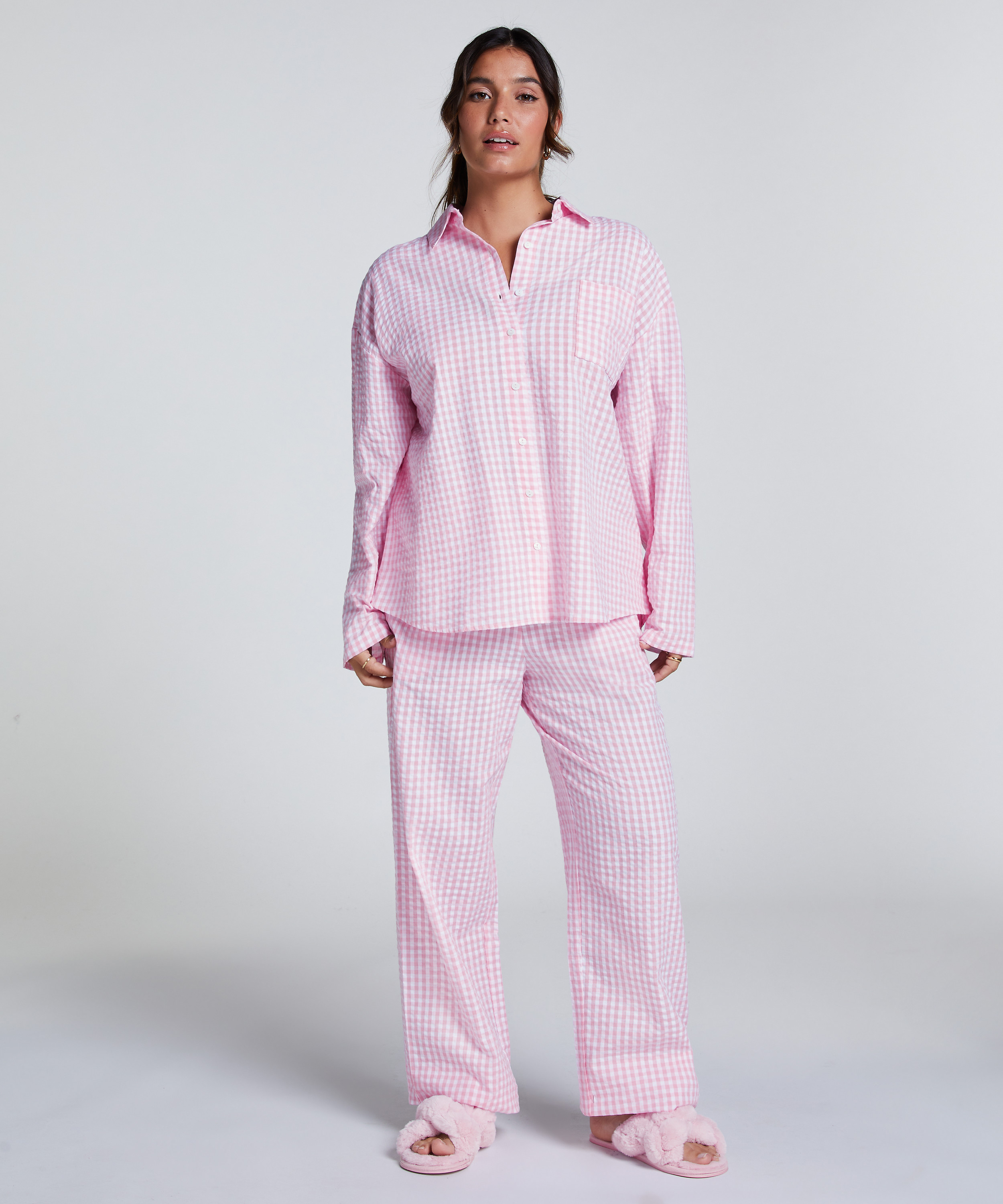 Haut de pyjama en Coton, Rose, main