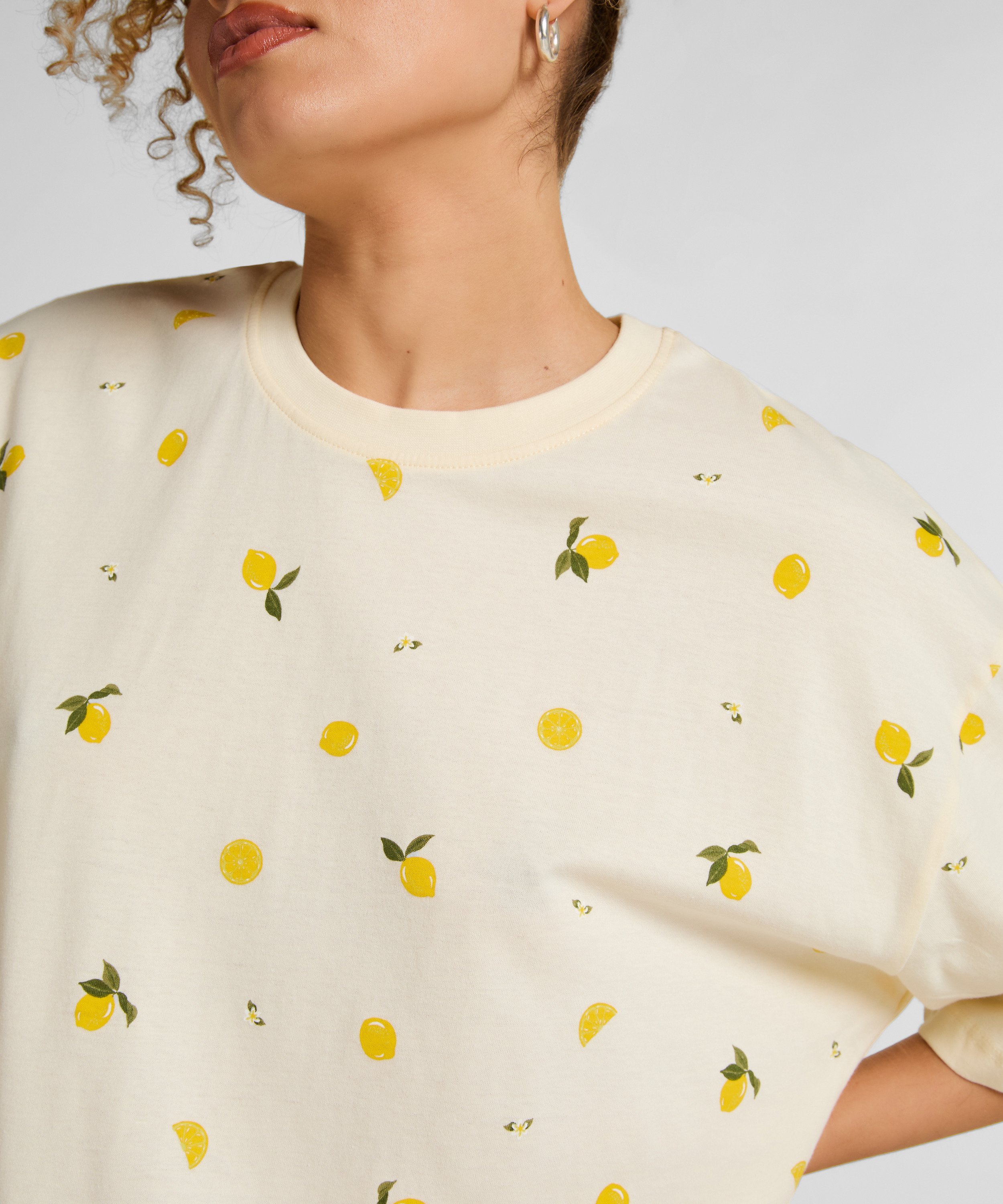 Nachthemd ronde hals, Wit, main