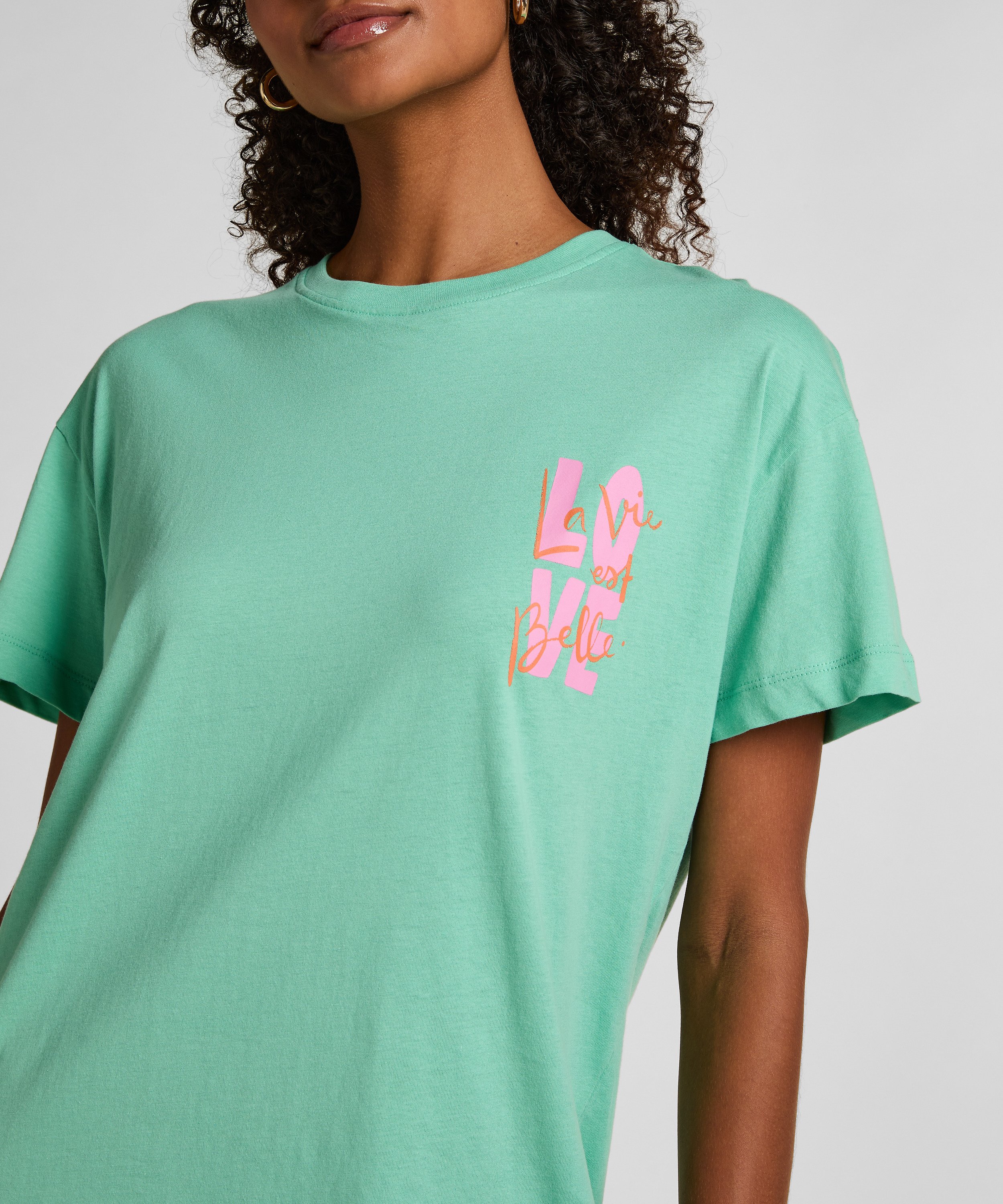 Nachthemd ronde hals, Groen, main