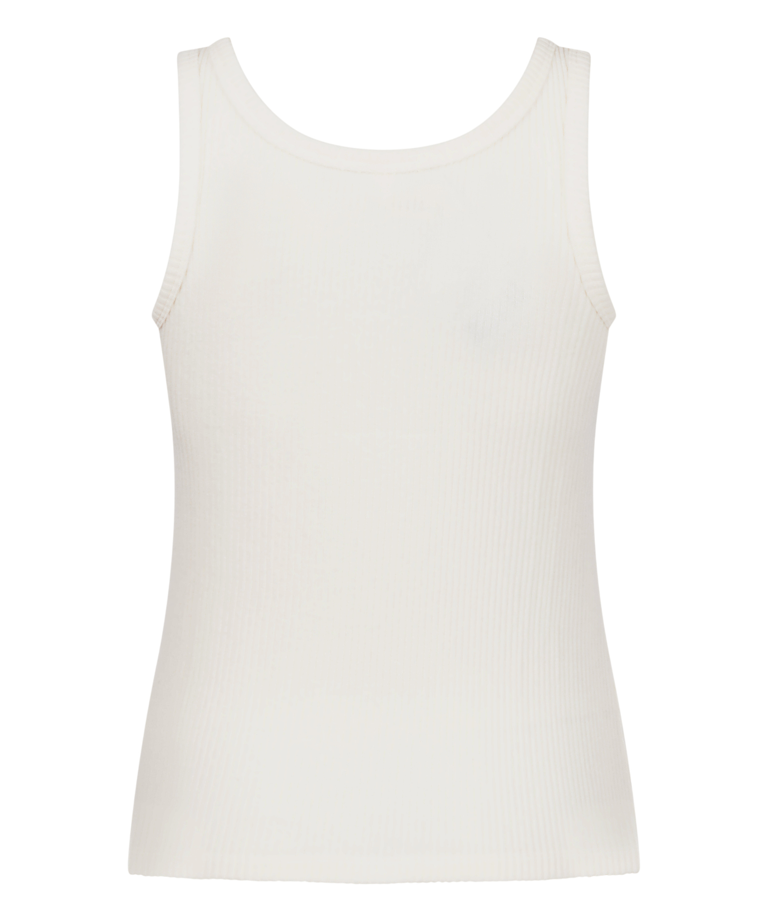 Geribde singlet van geborstelde jersey, Wit, main