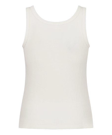 Geribde singlet van geborstelde jersey, Wit