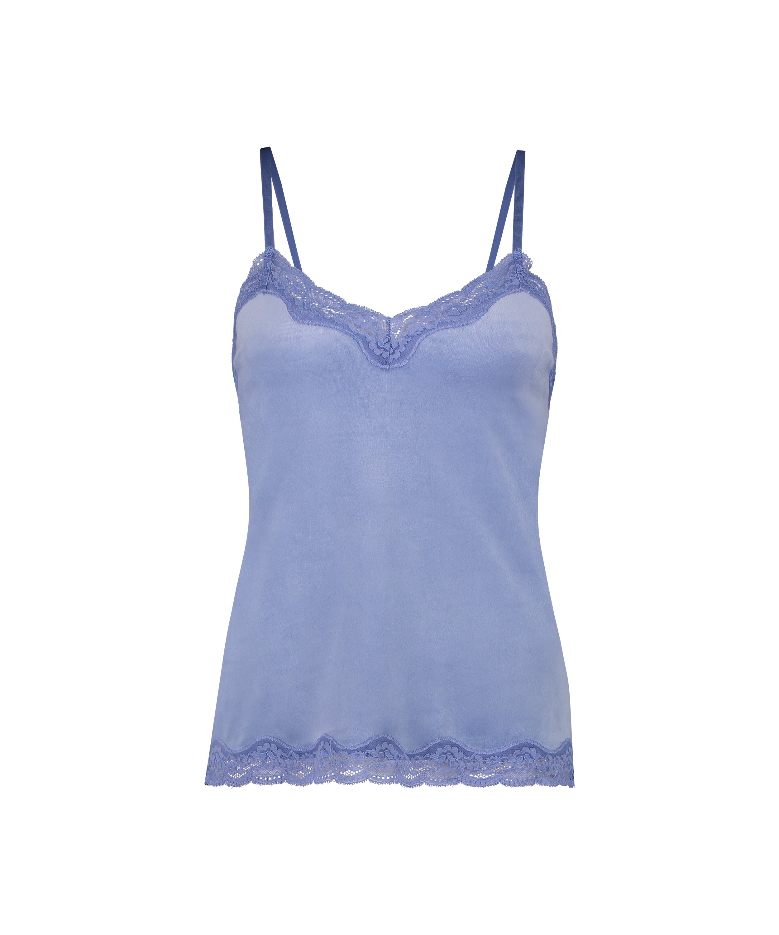 Cami top Velours Lace, Blauw, main