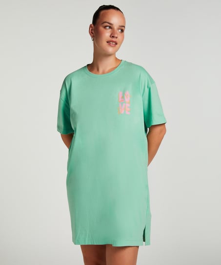 Chemise de nuit col rond, Vert