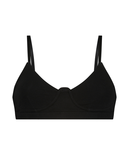 Bralette Rib Baddie, Zwart