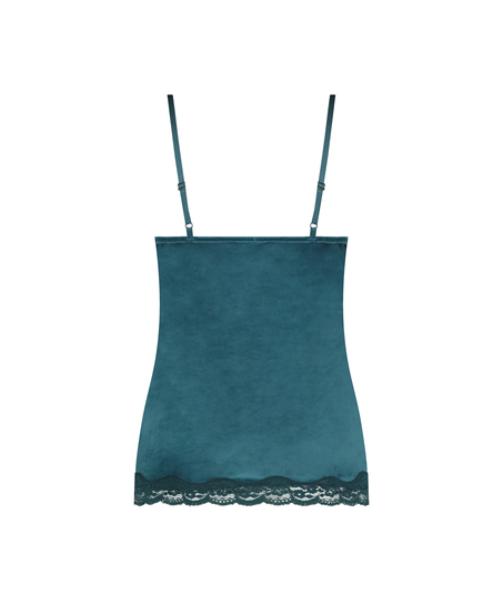 Cami top Velours Lace, Blauw