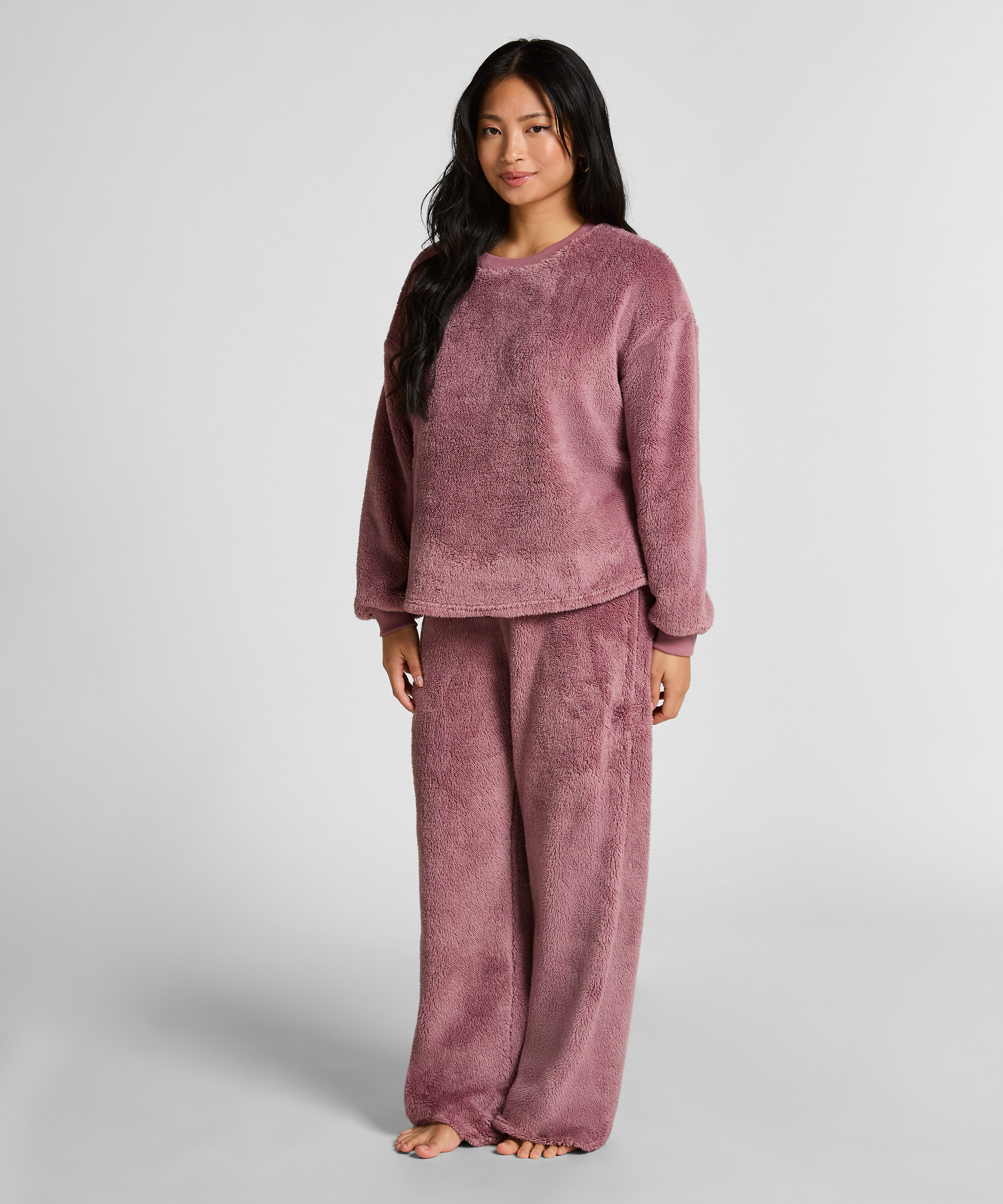 Top met lange mouwen Fluffy Fleece, Roze, main