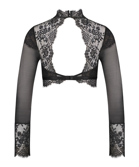 Bralette lange mouwen Cynthia, Zwart