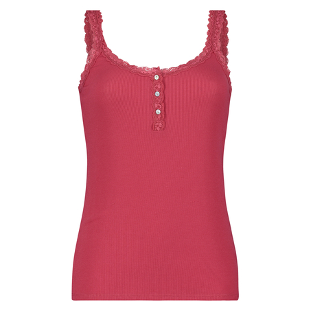 Singlet top cami rib lace, Rood