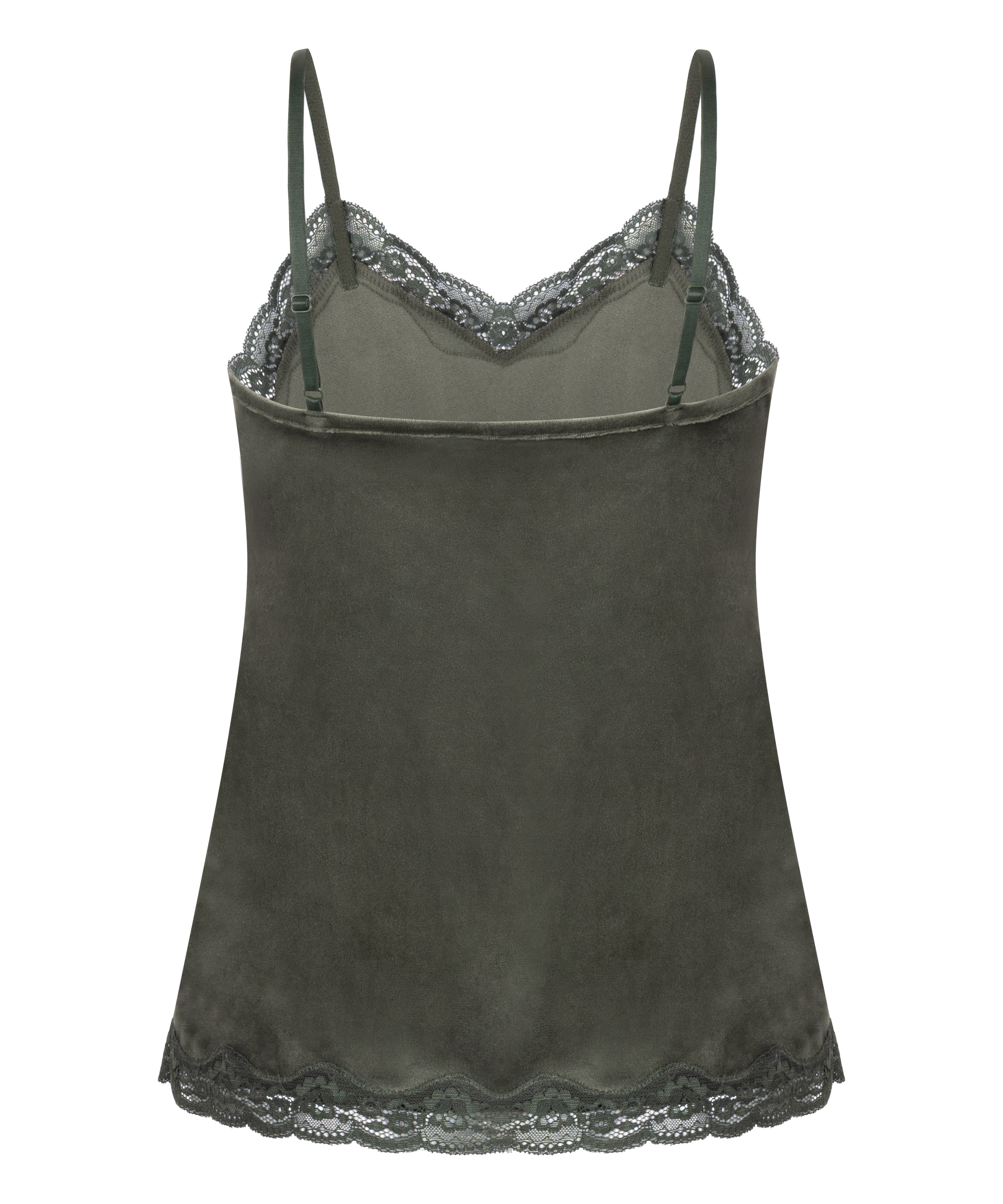 Camisole velours Dentelle, Vert, main