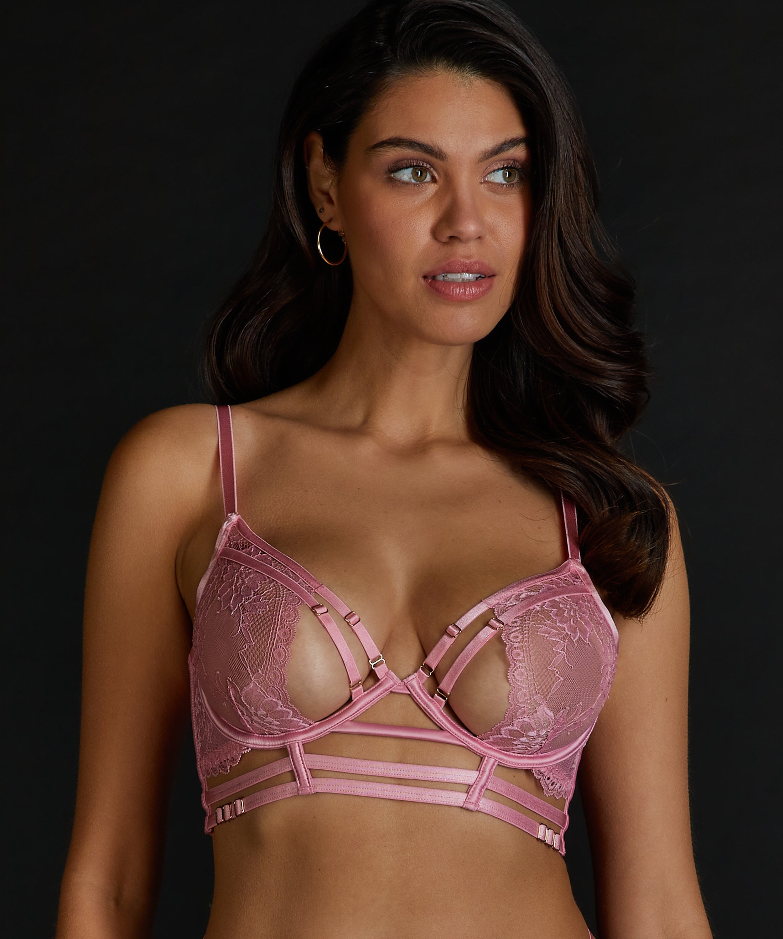 Soutien-gorge &agrave; armatures non-pr&eacute;form&eacute; longline Roxanne, Rose, main