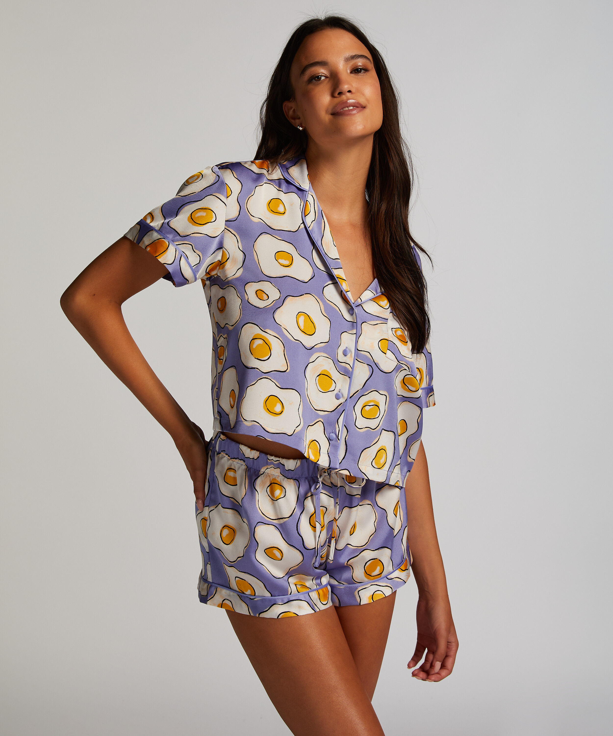 Pyjama short Satin, Paars