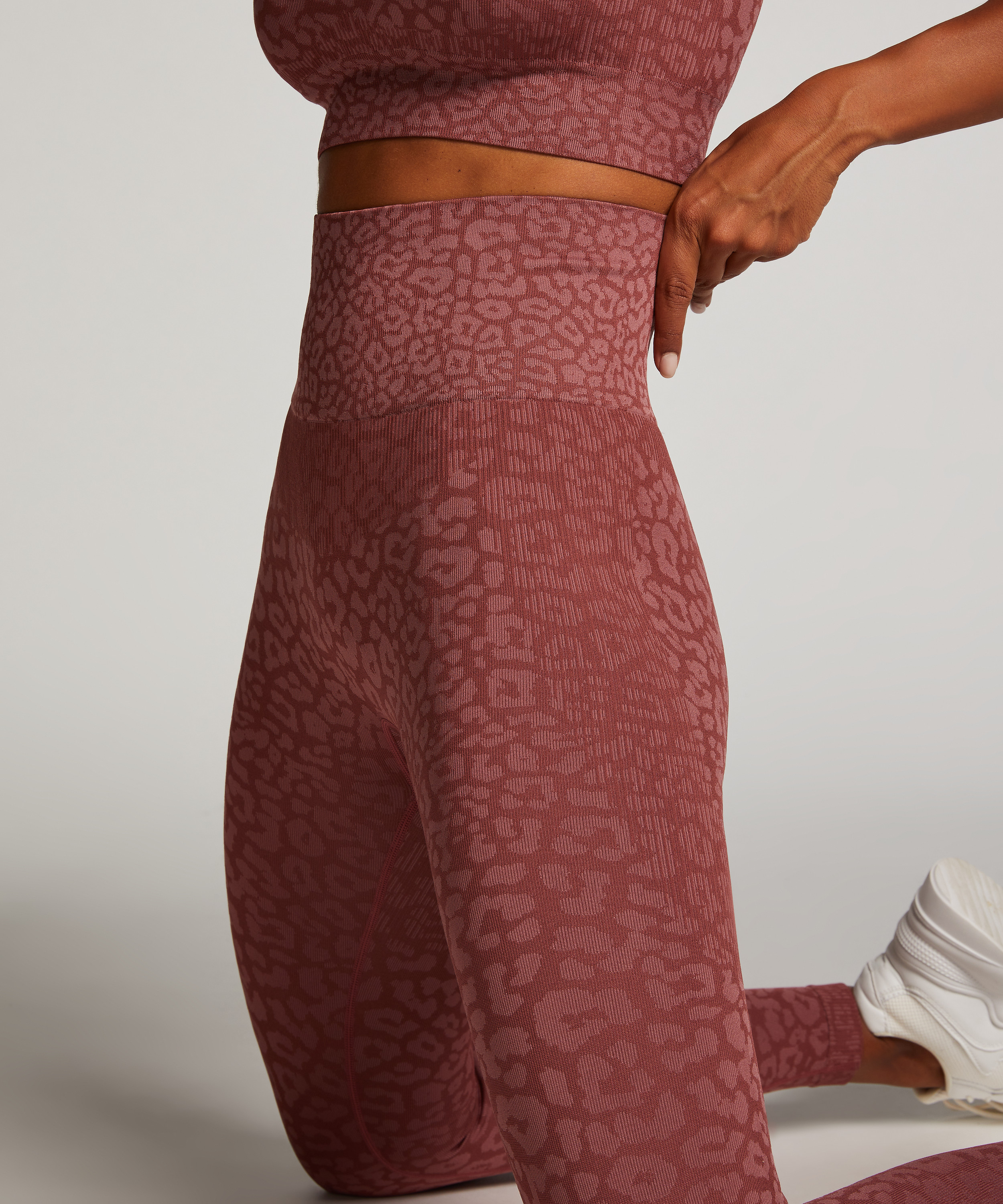 Legging de sport sans coutures taille haute HKMX, Rose, main