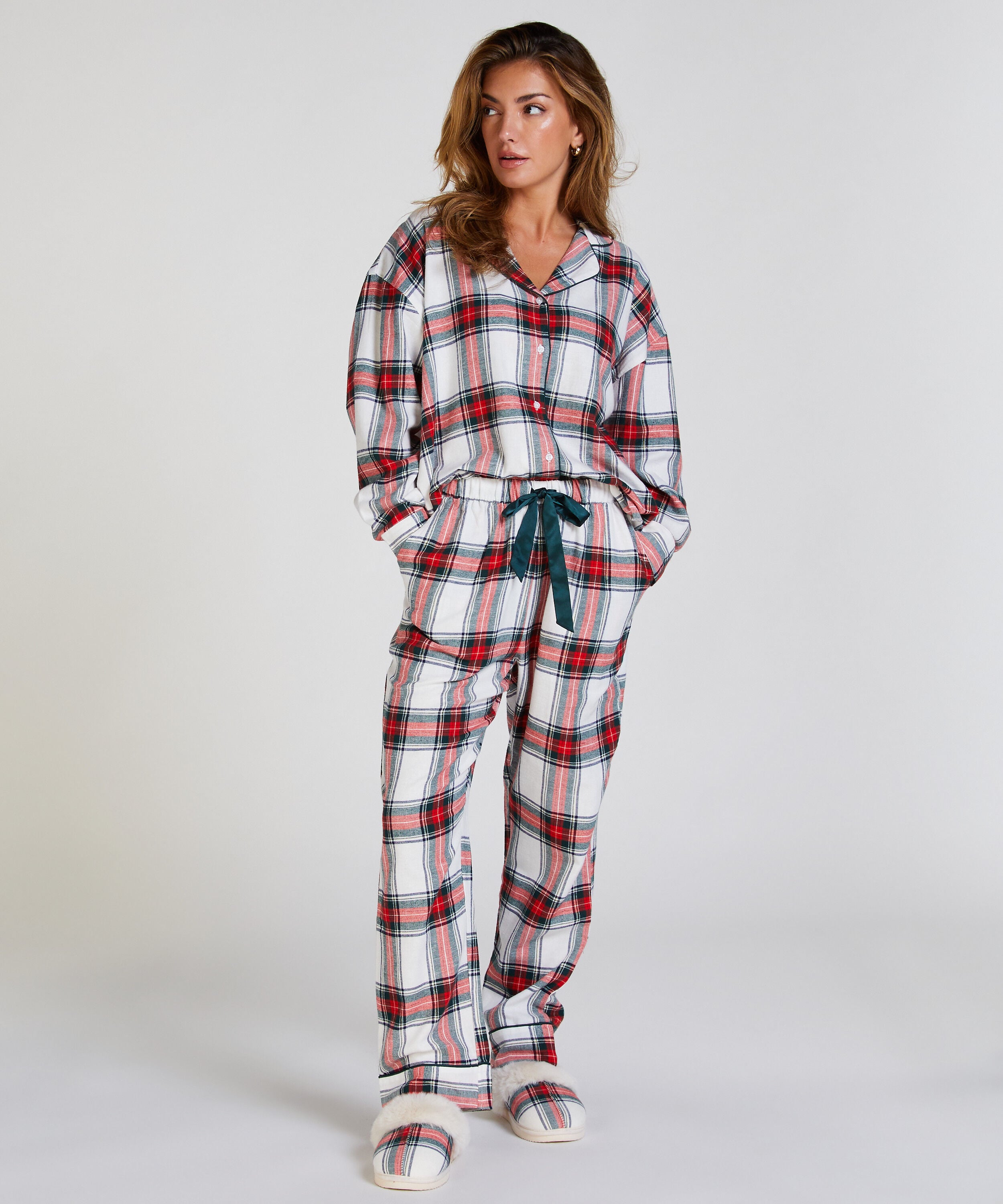 Pyjamabroek Flannel, Wit