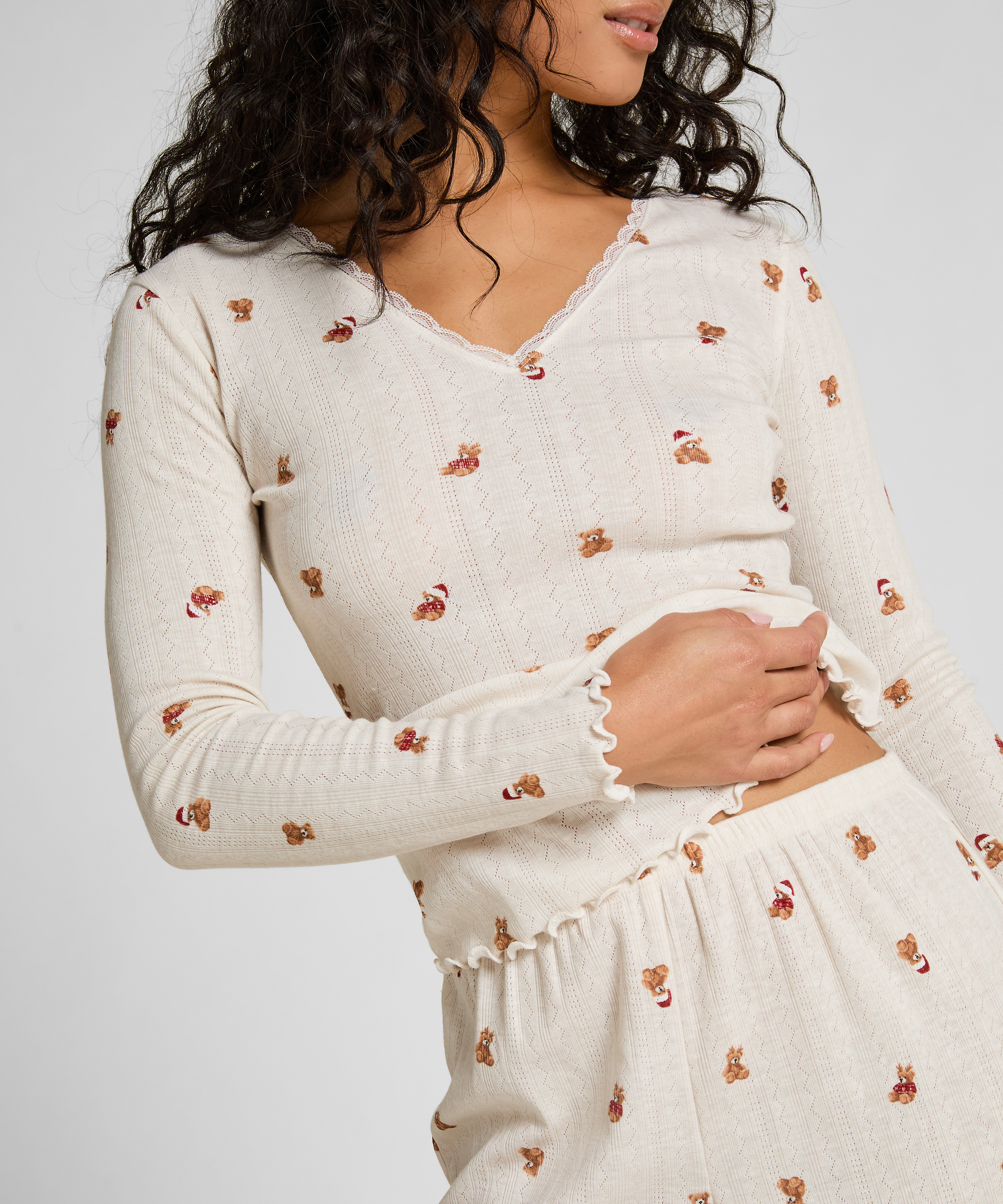 Pointelle Pyjama Set, Wit, main