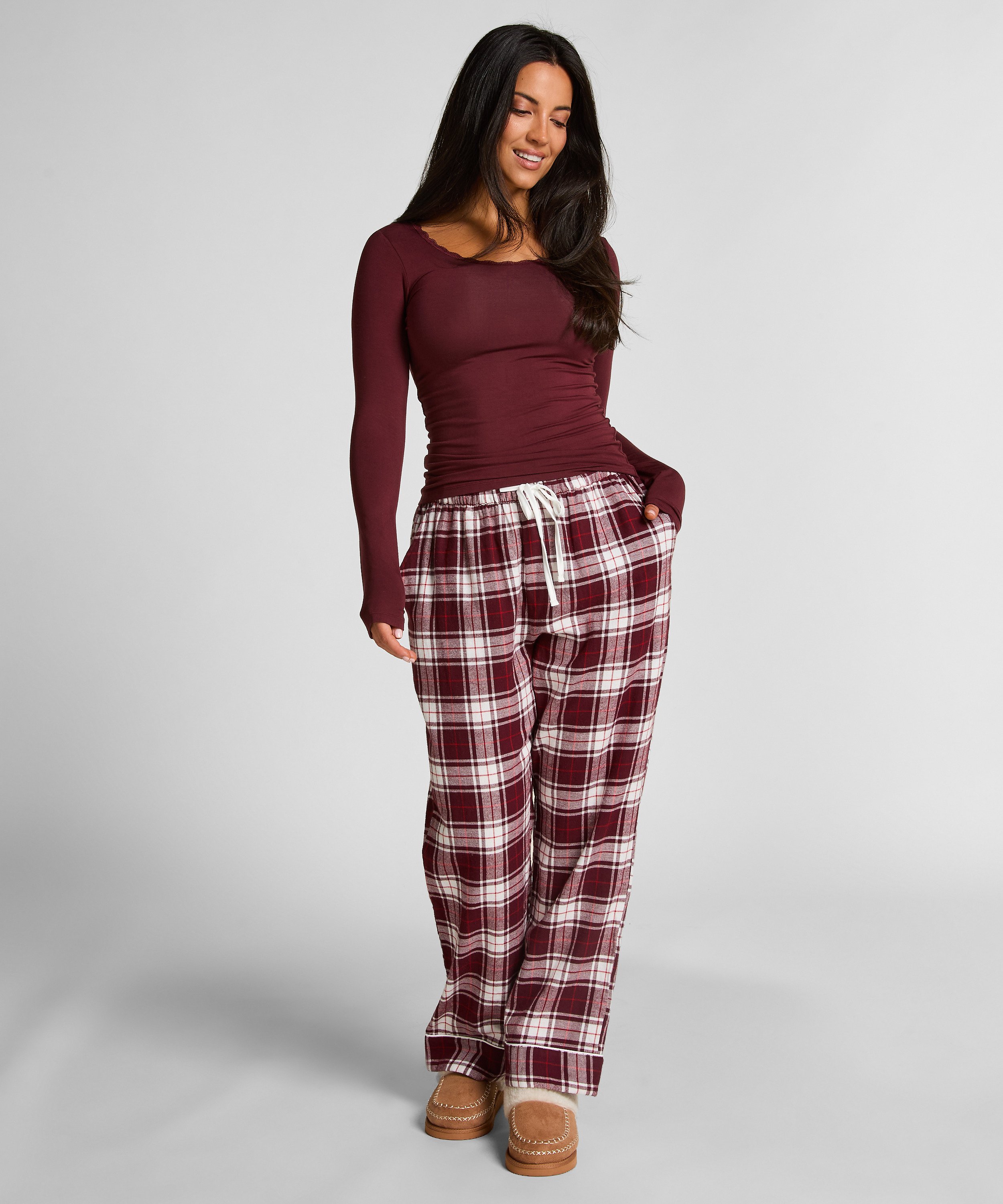 Petite pyjamabroek Flanel, Paars, main