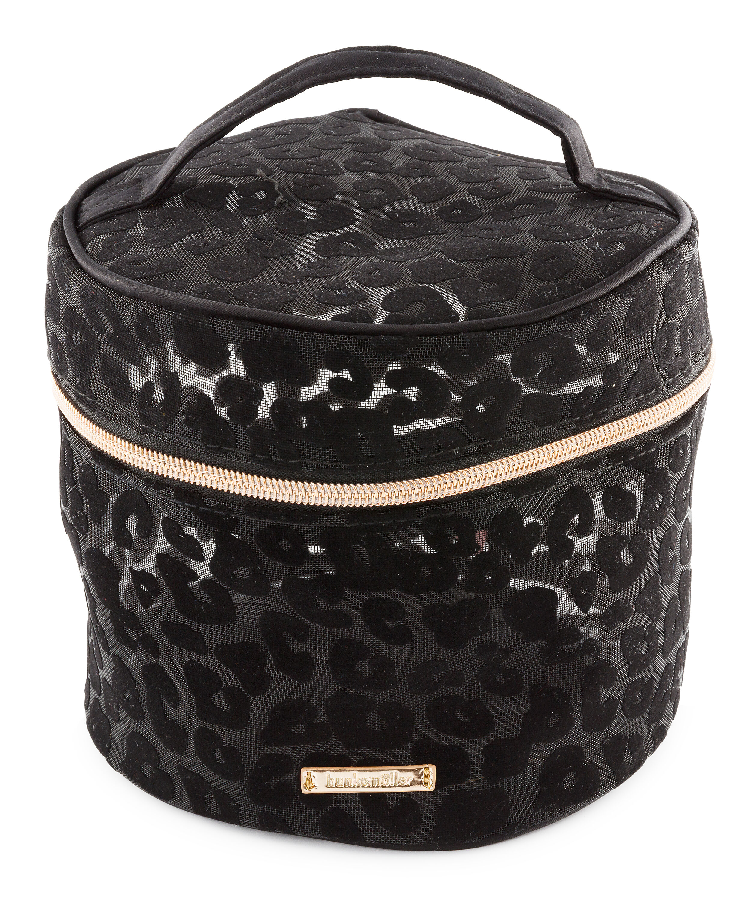 Make up tas mesh leopard groot, Zwart
