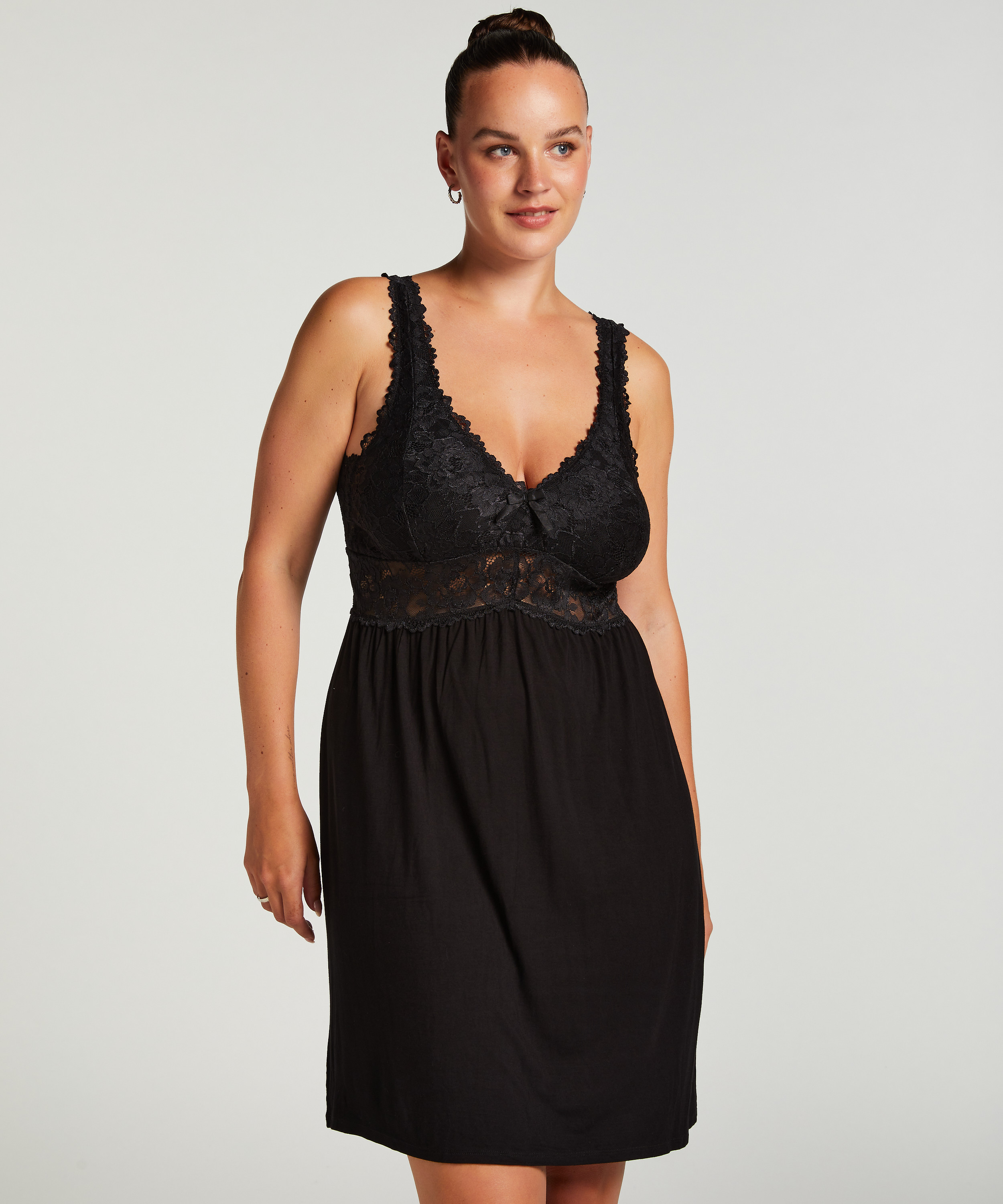 Slipdress Nora Lace, Zwart, main