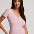 Top korte mouwen Rib, Roze