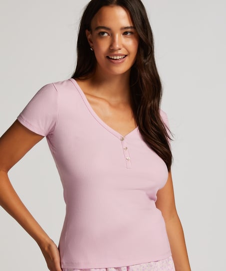 Top korte mouwen Rib, Roze