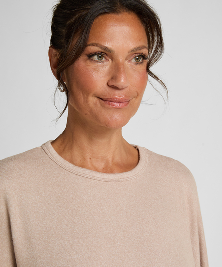 Pyjama top lange mouwen jersey, Beige