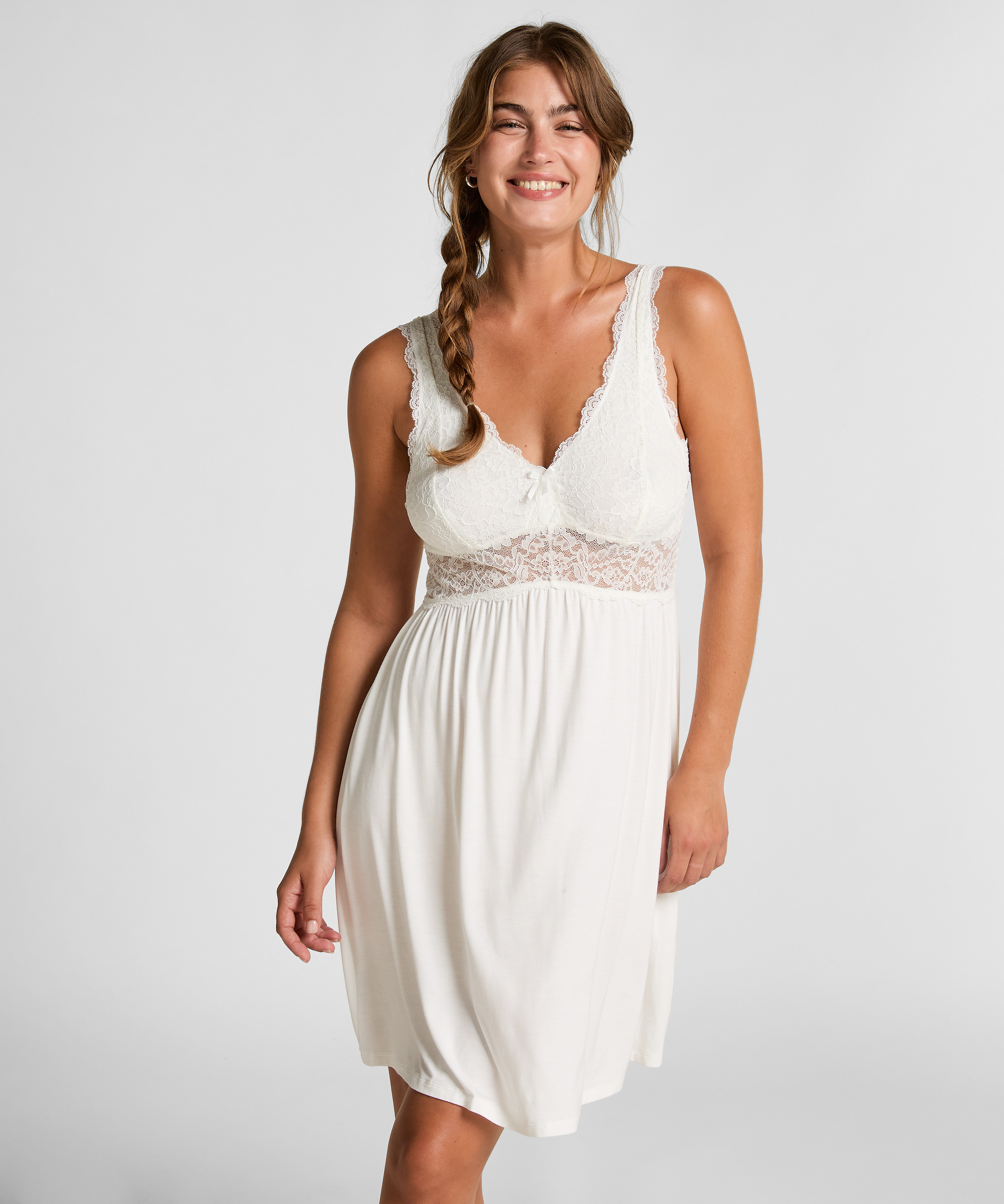Slipdress Nora Lace, Wit, main