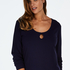 Pyjama top lange mouwen rib keyhole, Blauw