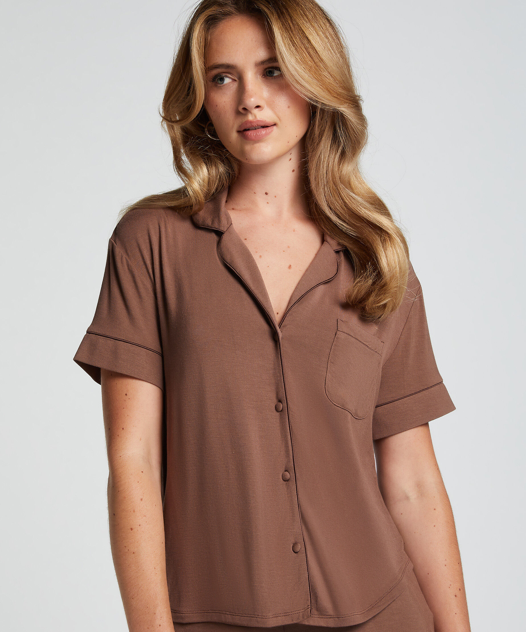Veste à manches courtes en jersey Essential, Brun