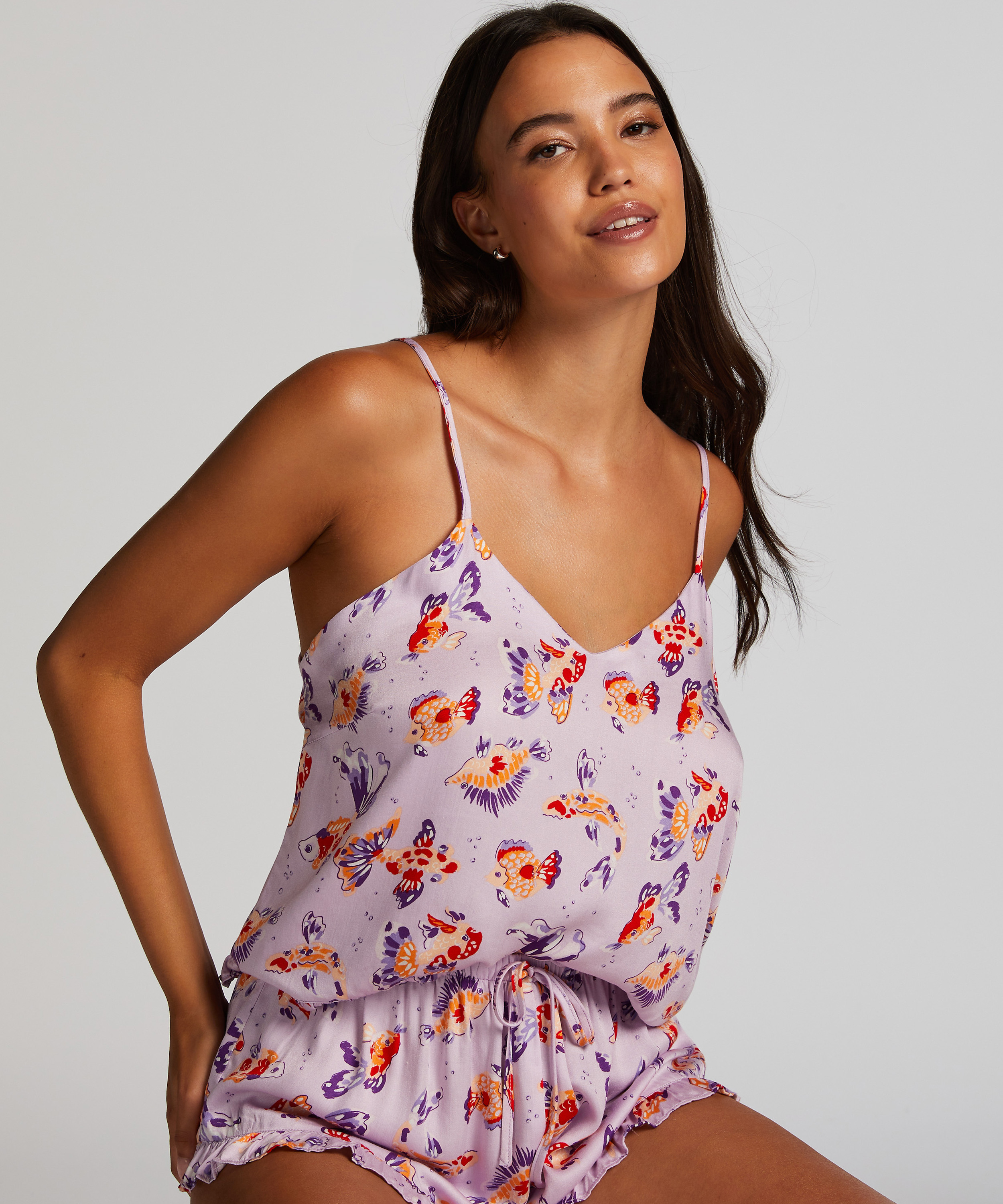 Pyjama short Satin, Paars, main