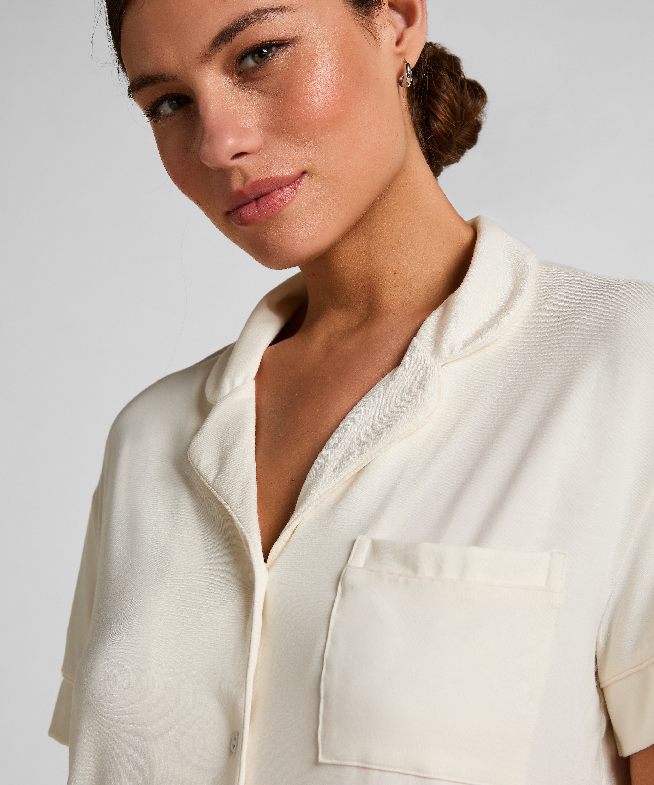 Veste &agrave; manches courtes en jersey Essential, Blanc, main