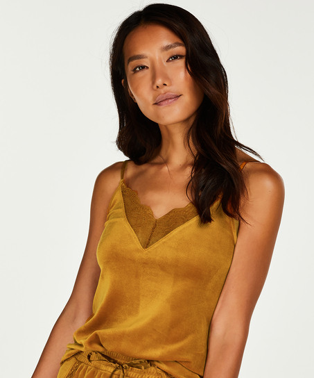 Top Velours Lace, Jaune