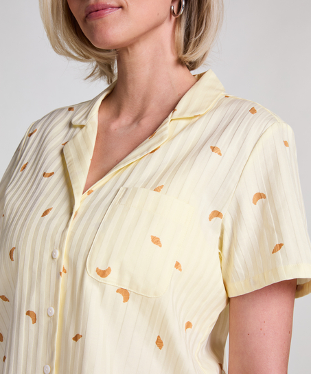 katoenen pyjama top, Geel