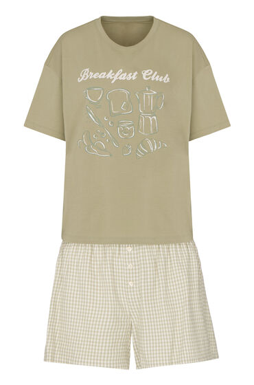 Hunkemöller Pyjamaset met Short en T-shirt Groen, foto 3