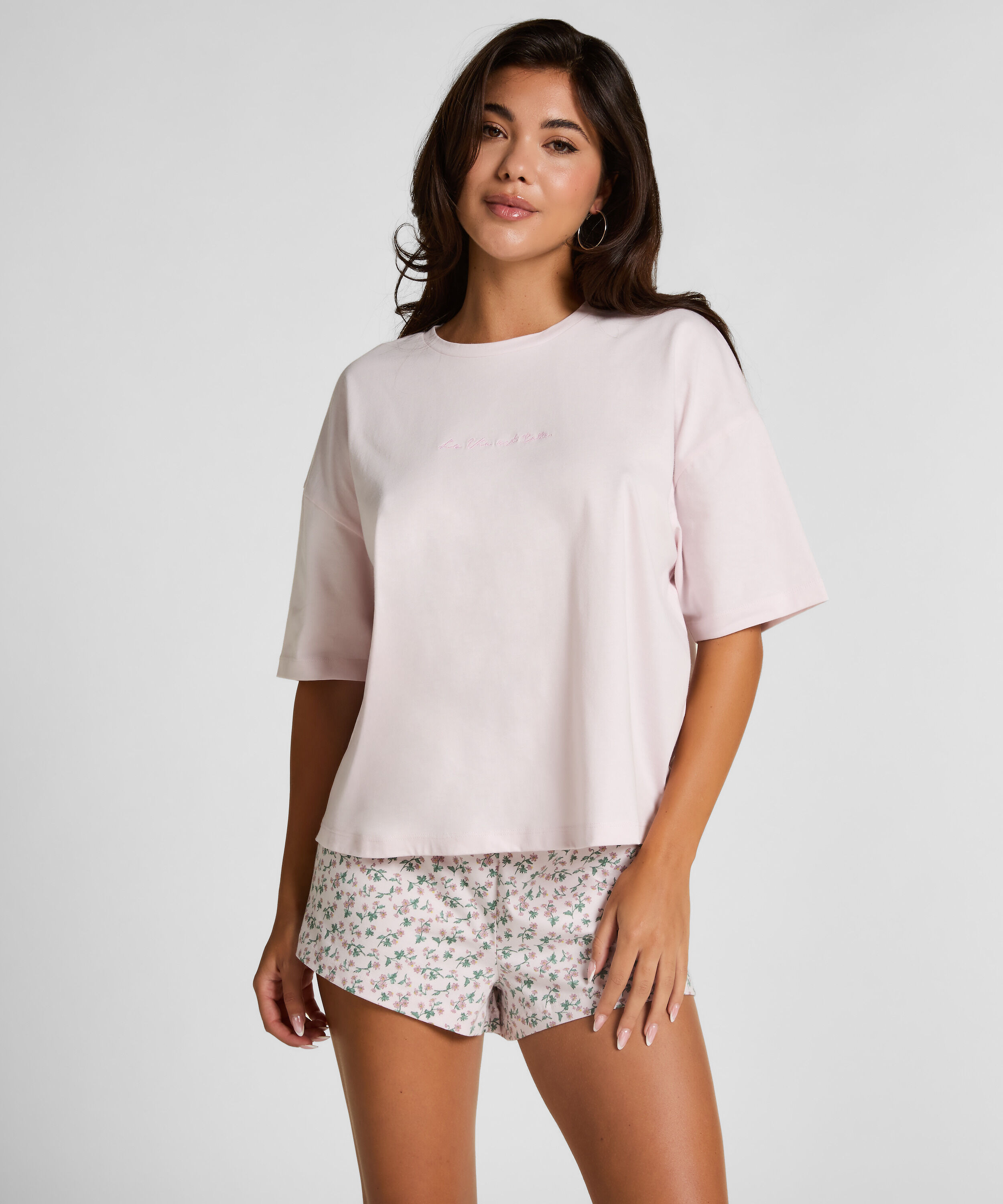 Pyjama Set Cotton Jersey Short, Pourpre