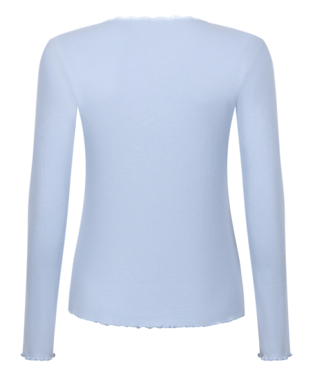 Geribde jersey top, Blauw