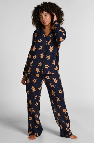 Hunkemöller Pyjamaset Gingerbread Blauw
