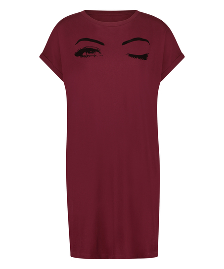 Nachthemd ronde hals, Rood