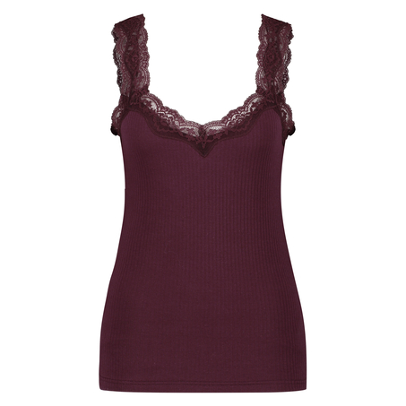Top Rib Cami lace, Rood