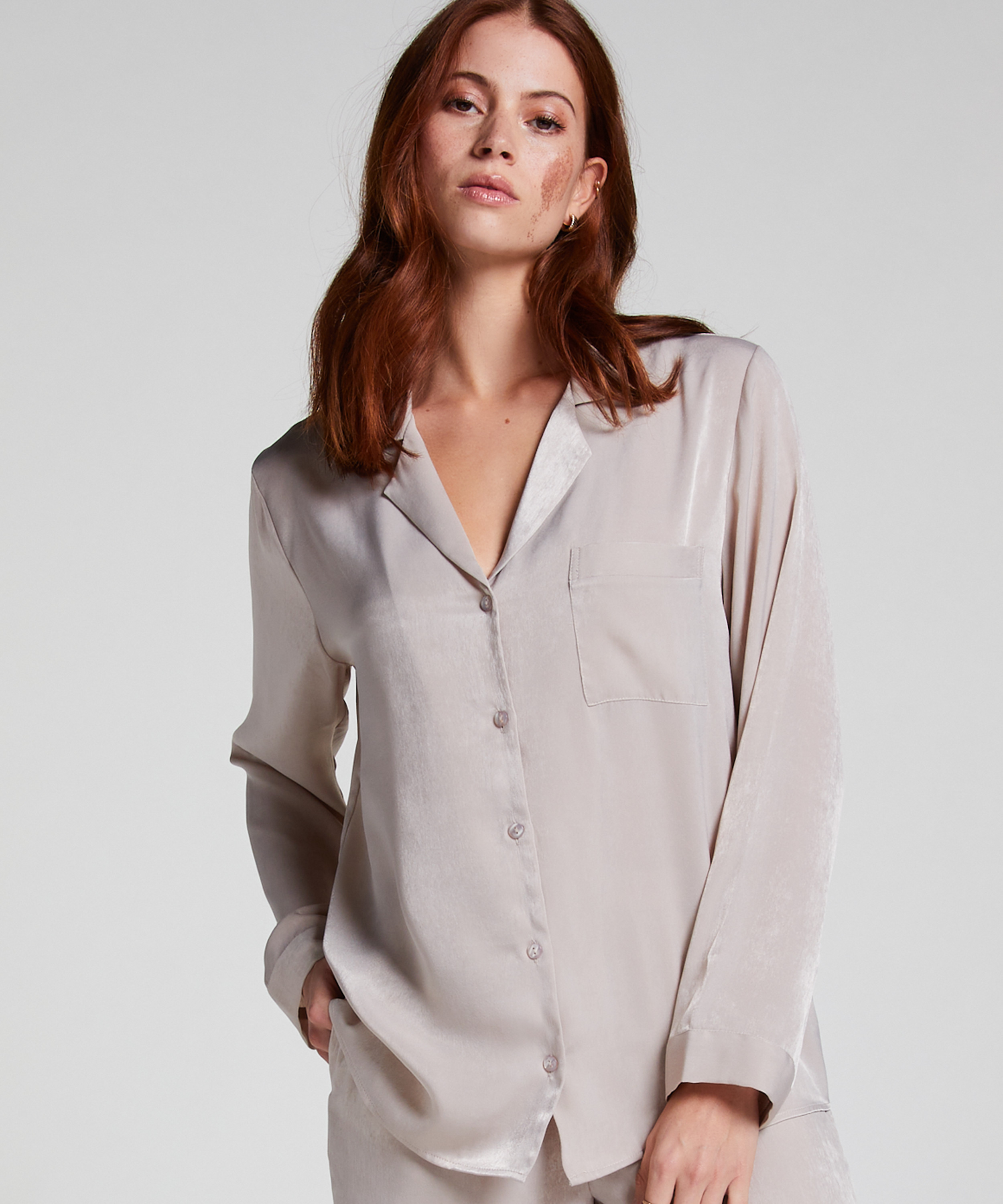 Veste à manches longues Satin, Beige, main